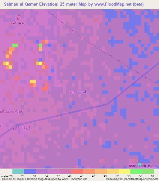 Salman al Qamar,Iraq Elevation Map