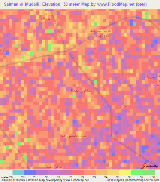 Salman al Mudallil,Iraq Elevation Map