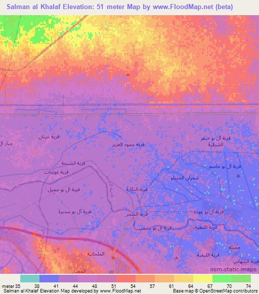 Salman al Khalaf,Iraq Elevation Map