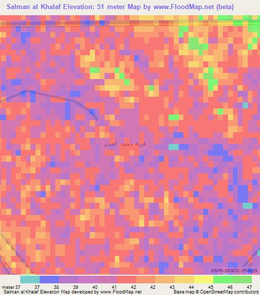 Salman al Khalaf,Iraq Elevation Map