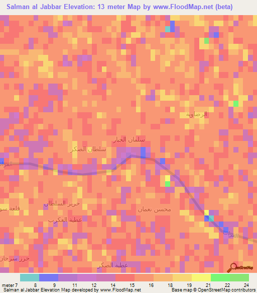 Salman al Jabbar,Iraq Elevation Map