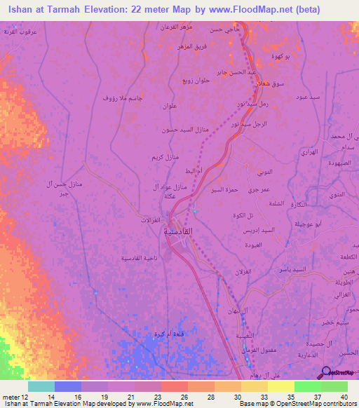 Ishan at Tarmah,Iraq Elevation Map