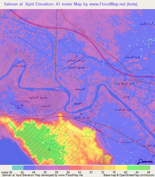 Salman al `Ayid,Iraq Elevation Map