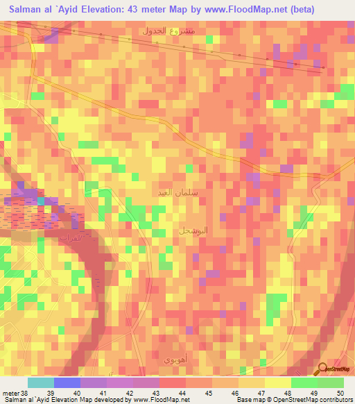 Salman al `Ayid,Iraq Elevation Map