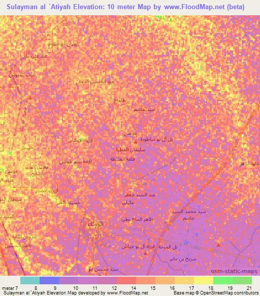 Sulayman al `Atiyah,Iraq Elevation Map