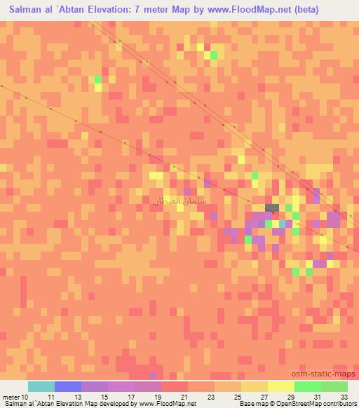 Salman al `Abtan,Iraq Elevation Map