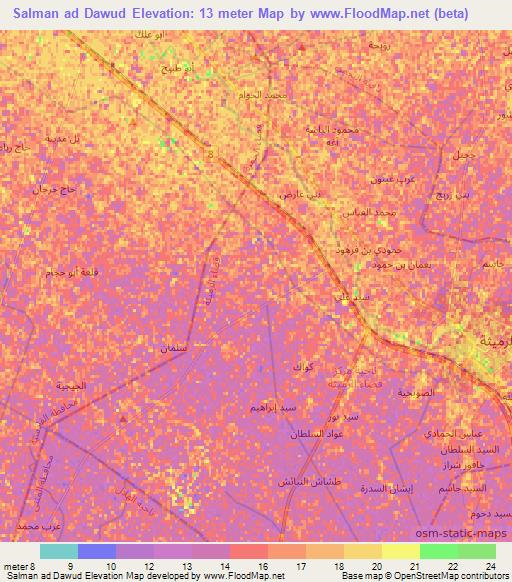Salman ad Dawud,Iraq Elevation Map
