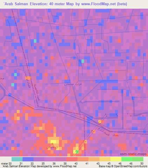 `Arab Salman,Iraq Elevation Map
