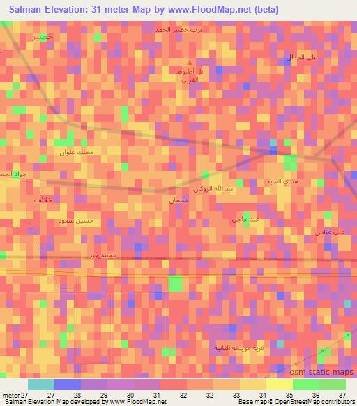 Salman,Iraq Elevation Map