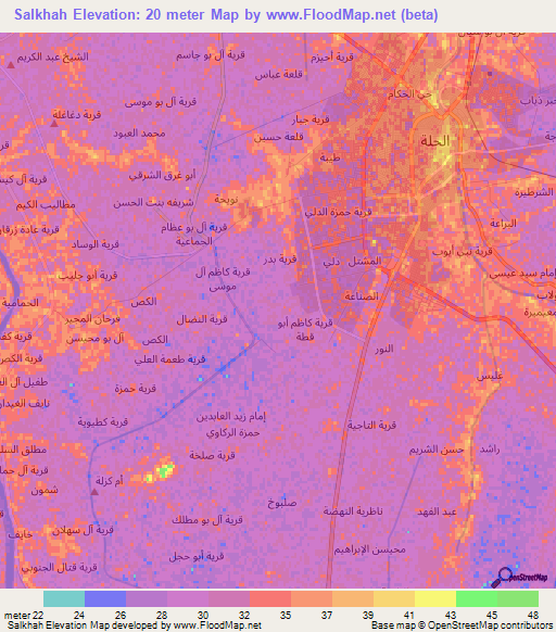 Salkhah,Iraq Elevation Map