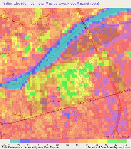 Salim,Iraq Elevation Map