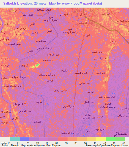 Salbukh,Iraq Elevation Map