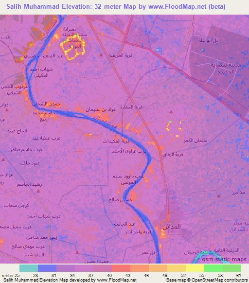 Salih Muhammad,Iraq Elevation Map