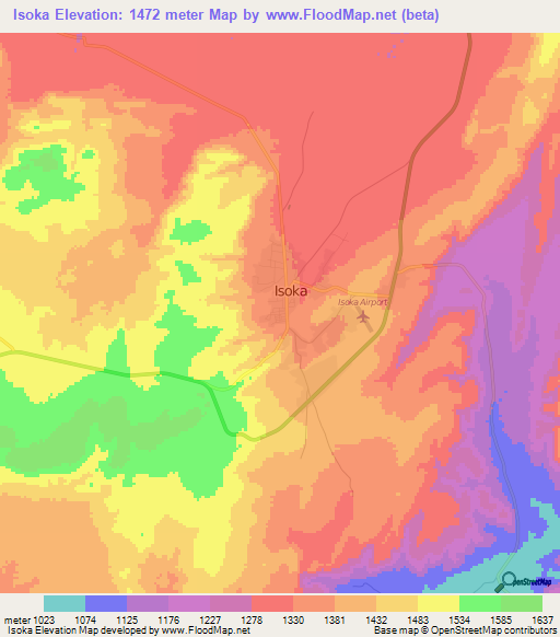 Isoka,Zambia Elevation Map