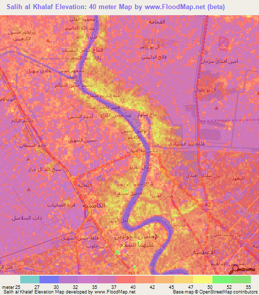 Salih al Khalaf,Iraq Elevation Map