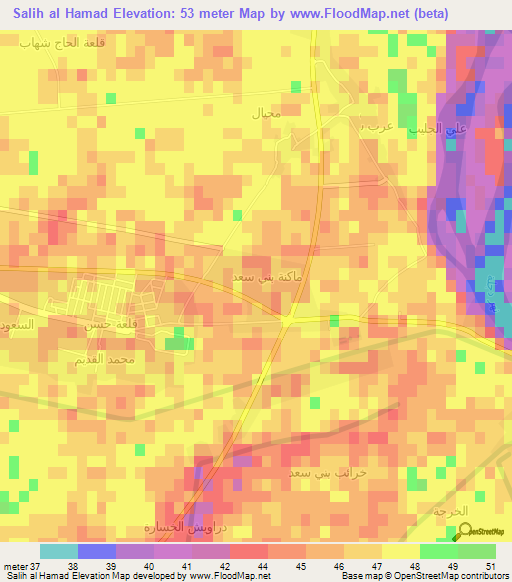 Salih al Hamad,Iraq Elevation Map