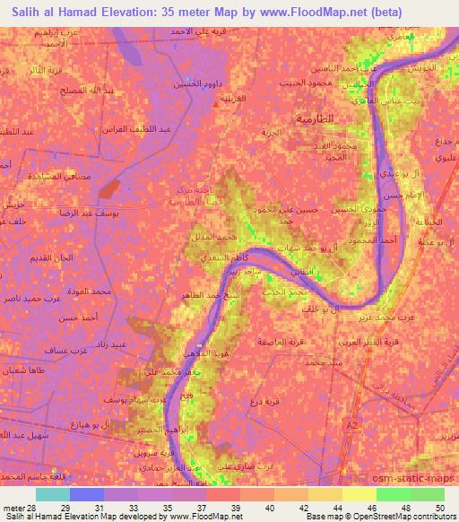 Salih al Hamad,Iraq Elevation Map