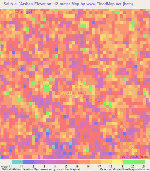 Salih al `Atshan,Iraq Elevation Map