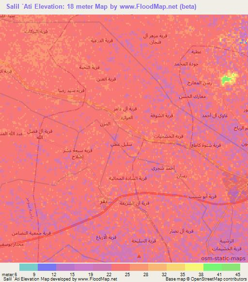 Salil `Ati,Iraq Elevation Map