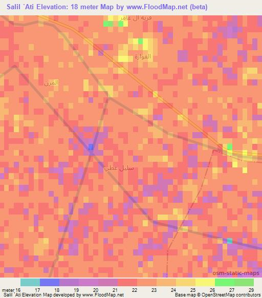 Salil `Ati,Iraq Elevation Map