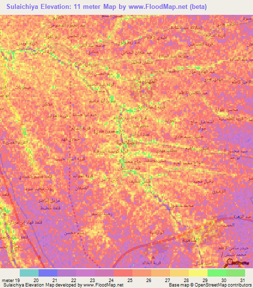 Sulaichiya,Iraq Elevation Map