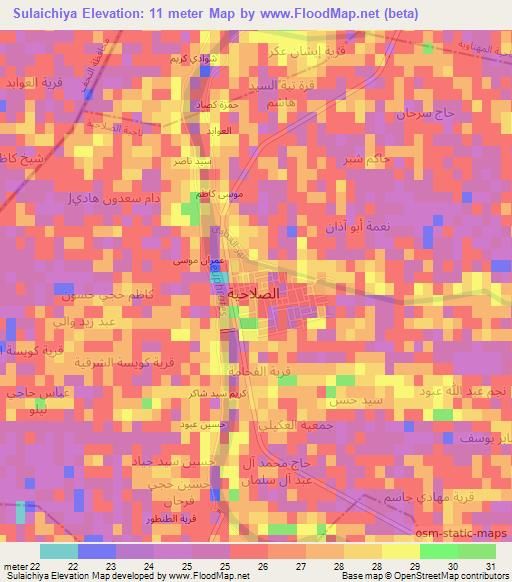 Sulaichiya,Iraq Elevation Map