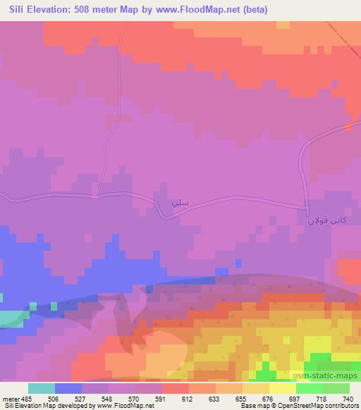 Sili,Iraq Elevation Map