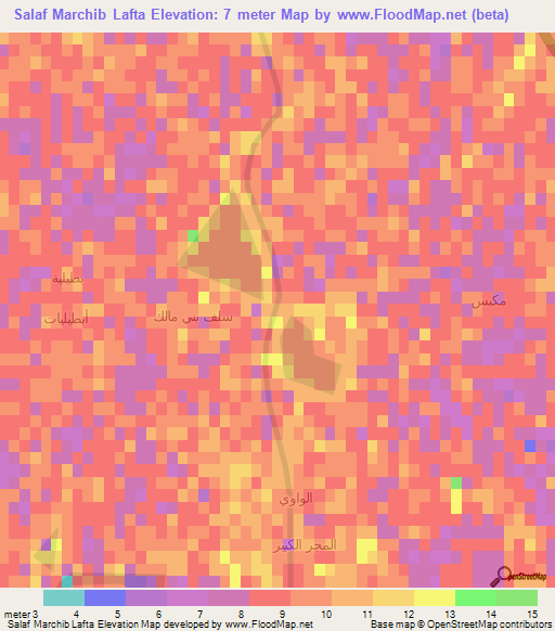 Salaf Marchib Lafta,Iraq Elevation Map