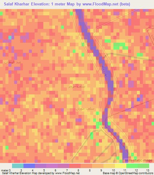 Salaf Kharhar,Iraq Elevation Map