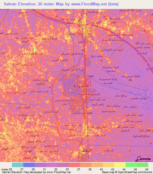 Sakran,Iraq Elevation Map