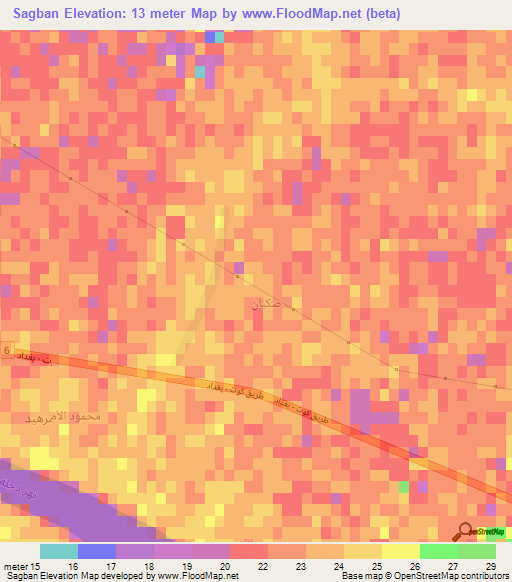 Sagban,Iraq Elevation Map