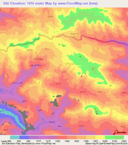 Siki,Iraq Elevation Map