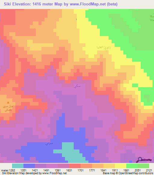 Siki,Iraq Elevation Map