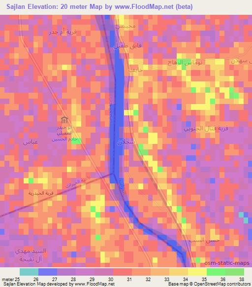 Sajlan,Iraq Elevation Map