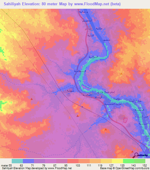 Sahiliyah,Iraq Elevation Map