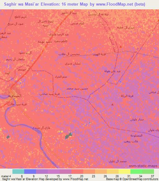 Saghir wa Masi`ar,Iraq Elevation Map