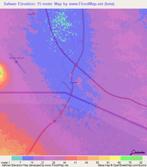 Safwan,Iraq Elevation Map