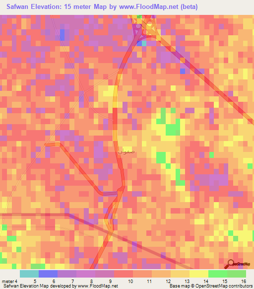 Safwan,Iraq Elevation Map