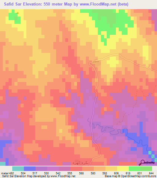 Safid Sar,Iraq Elevation Map