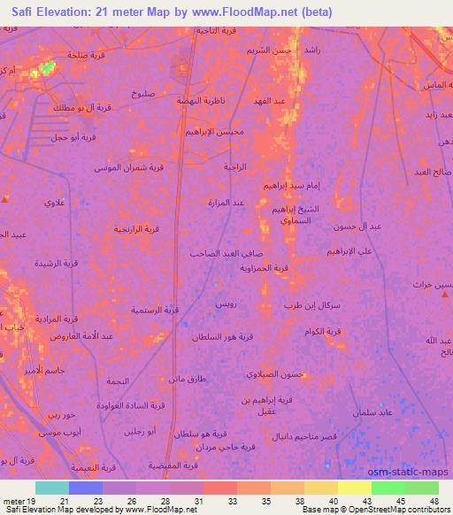 Safi,Iraq Elevation Map