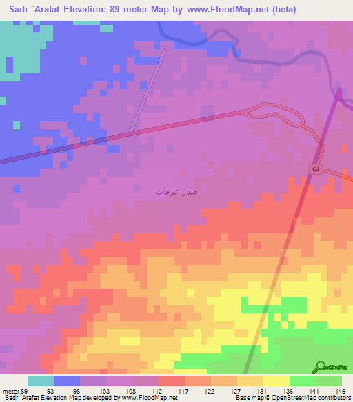 Sadr `Arafat,Iraq Elevation Map