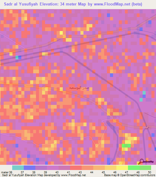 Sadr al Yusufiyah,Iraq Elevation Map