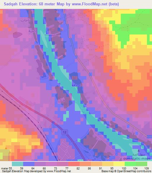 Sadqah,Iraq Elevation Map