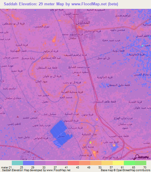 Saddah,Iraq Elevation Map