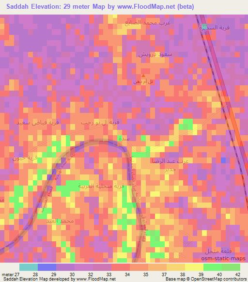 Saddah,Iraq Elevation Map