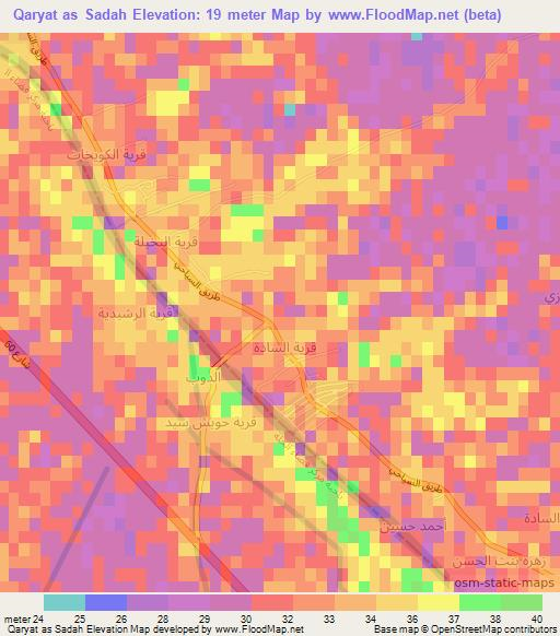 Qaryat as Sadah,Iraq Elevation Map