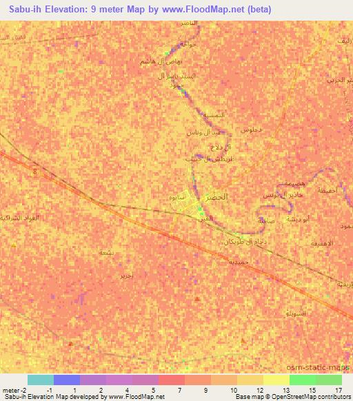 Sabu-ih,Iraq Elevation Map