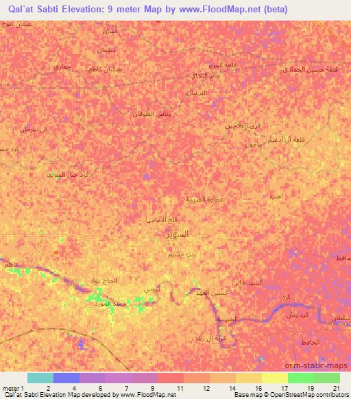 Qal`at Sabti,Iraq Elevation Map