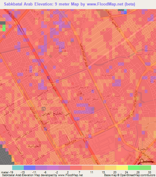 Sabkbatal Arab,Iraq Elevation Map