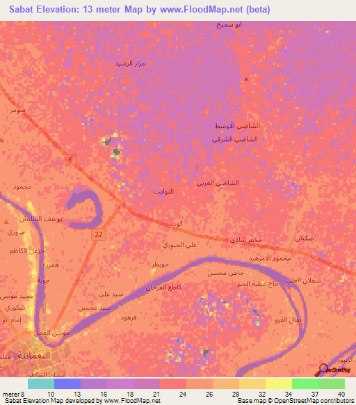 Sabat,Iraq Elevation Map